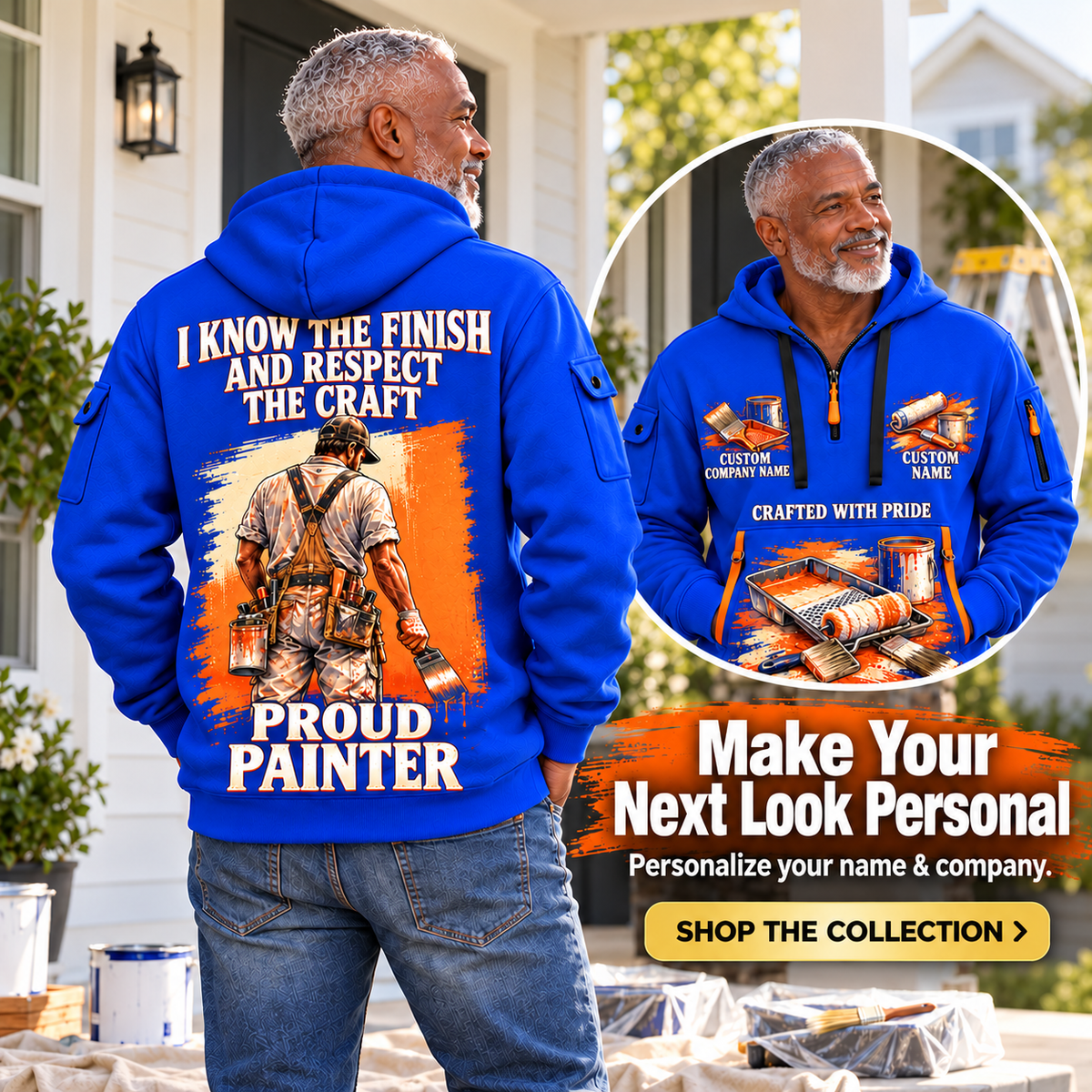 Personalized Painter Respect the Craft Quarter Zip Hoodie — dedicated listing hero