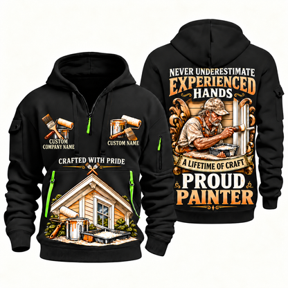 Personalized Painter Experienced Hands Quarter Zip Hoodie — Black variant