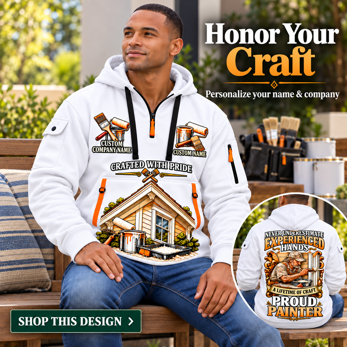 Personalized Painter Experienced Hands Quarter Zip Hoodie — dedicated listing hero