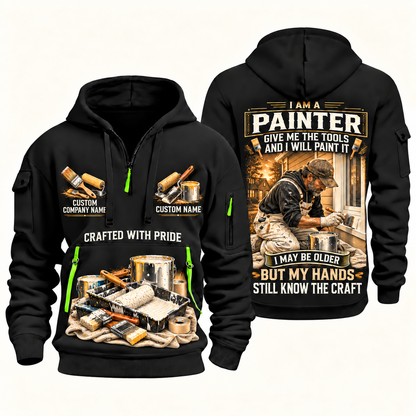 Personalized Painter Skills Remain Quarter Zip Hoodie — Black variant