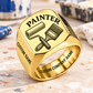 Painter Classic Emblem signet ring in Gold finish