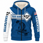 Personalized Carpenter Fleece Zip Hoodie - Blue White Saw Badge, front view