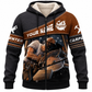 Personalized Carpenter Fleece Zip Hoodie - Brown Diagonal Band Circular Saw, front view