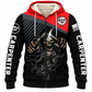 Personalized Carpenter Fleece Zip Hoodie - Red Black Hooded Skull, front view