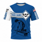 Personalized Carpenter T-Shirt - Blue White Saw Badge, front view
