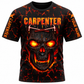 Personalized Carpenter T-Shirt - Fiery Orange Skull, front view