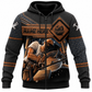 Personalized Carpenter Zip Hoodie - Brown Diamond Panel Circular Saw, front view