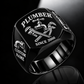Plumber Classic Emblem ring in Black, showing CUSTOM NAME and SINCE 2000