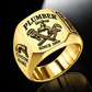 Plumber Classic Emblem ring in Gold, showing CUSTOM NAME and SINCE 2000