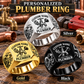Plumber Heritage Emblem personalized ring in Silver, Gold and Black with CUSTOM NAME and SINCE 2000 on a plumber-themed background