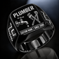 Plumber Twin Icons ring in Black, showing CUSTOM NAME and SINCE 2000