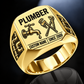 Plumber Twin Icons ring in Gold, showing CUSTOM NAME and SINCE 2000