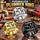 Plumber Twin Icons personalized ring in Silver, Gold and Black with CUSTOM NAME and SINCE 2000 on a plumber-themed background