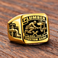 Plumber Black Face Badge ring in Gold, showing CUSTOM NAME and SINCE 2000