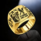 Plumber Split Emblem ring in Gold, showing CUSTOM NAME and SINCE 2000