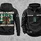 Plumber Once and Always Vintage Hoodie in Black, front and back views with sample text CUSTOM NAME and SINCE 2000.
