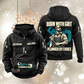 Plumber By Choice Vintage Hoodie in Black, front and back views with sample text CUSTOM NAME and SINCE 2000, plumber portrait and pipe-wrench artwork.