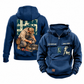 Plumber Ready Every Day Portrait Vintage Hoodie in Dark Blue, front and back views with sample text CUSTOM NAME and SINCE 2000, chest tool emblems and kneeling plumber back artwork.