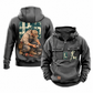 Plumber Ready Every Day Portrait Vintage Hoodie in Dark Gray, front and back views with sample text CUSTOM NAME and SINCE 2000, chest tool emblems and kneeling plumber back artwork.