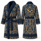 Personalized Plumber Bathrobe - Art Deco Craft blue front and back view
