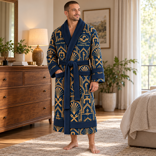Personalized Plumber Bathrobe - Art Deco Craft lifestyle view