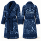 Personalized Plumber Bathrobe - Contour Lines blue front and back view