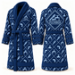 Personalized Plumber Bathrobe - Diamond Emblems blue front and back view