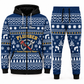 plumber navy Winter Snowflake full-zip hoodie and jogger combo with Custom Name and Custom Company Name