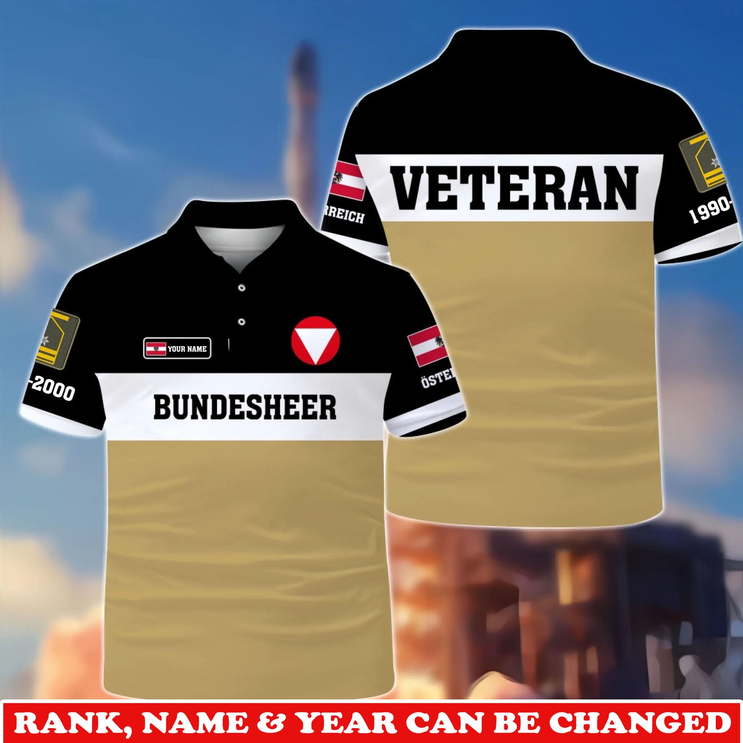 Personalized Austria Soldier/Veteran Camo with Rank and Name T-Shirt All Over Printed - 1775606401