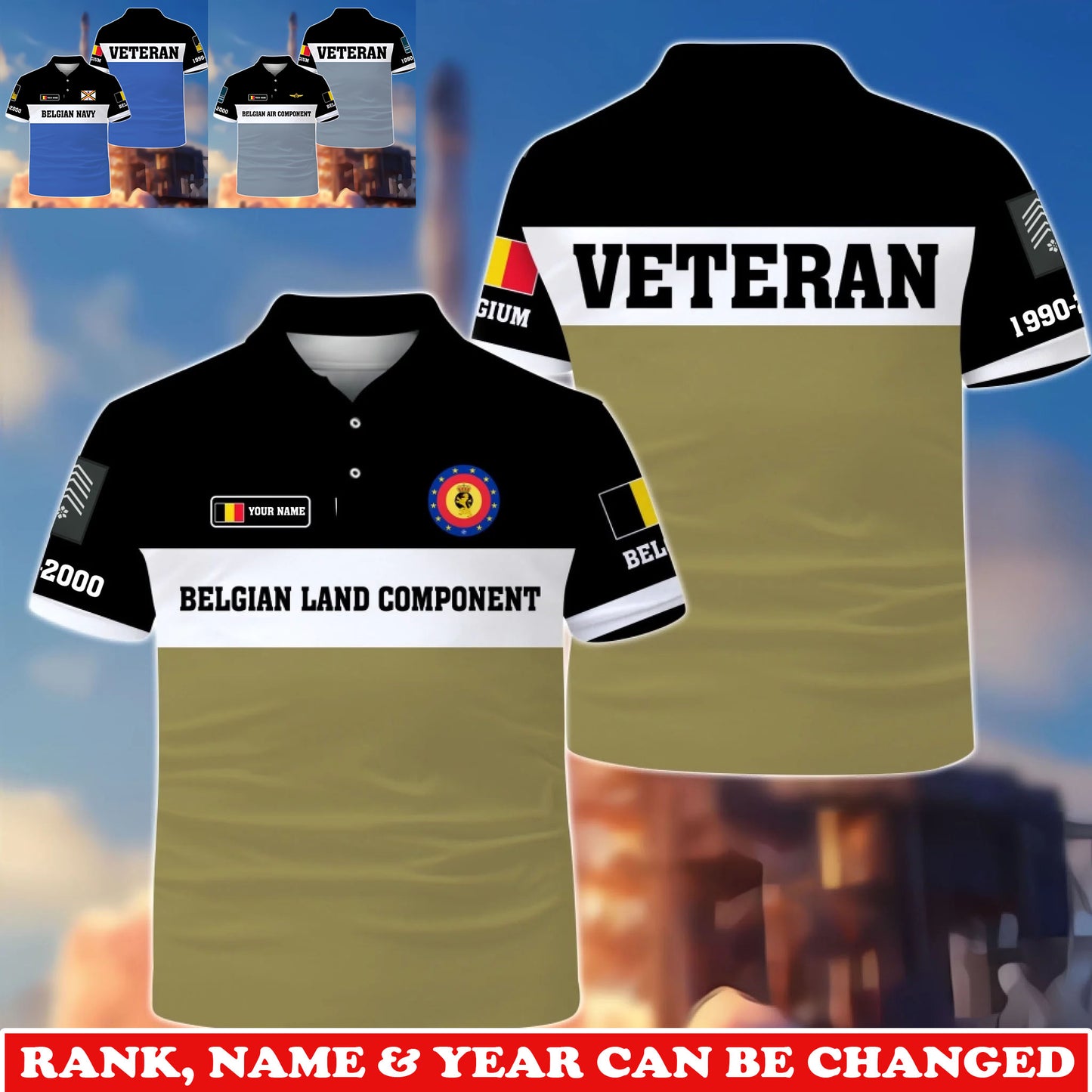 Personalized Belgium Soldier/Veteran Camo with Rank, Name and Year T-Shirt All Over Printed - 1775606401