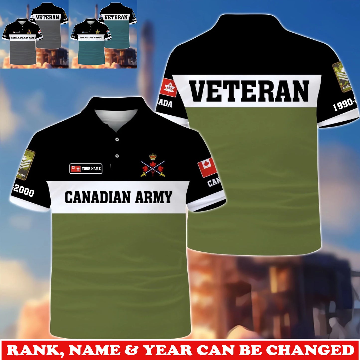 Personalized Canada Soldier/Veteran Camo with Rank, Name and Year T-Shirt All Over Printed - 1775606401