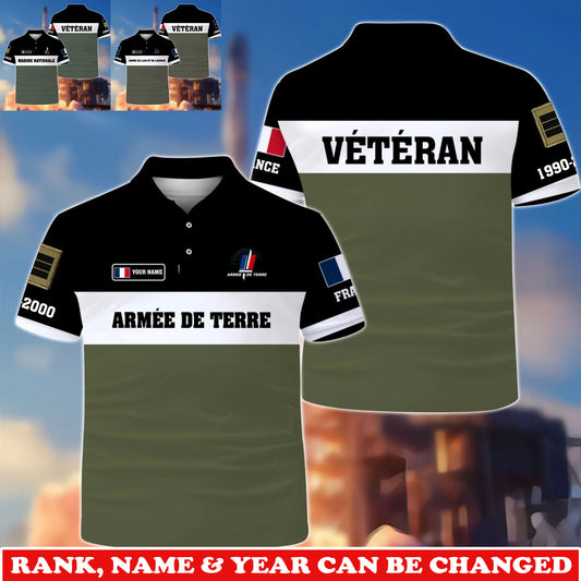 Personalized France Soldier/Veteran Camo with Rank and Name T-Shirt All Over Printed - 1775606401