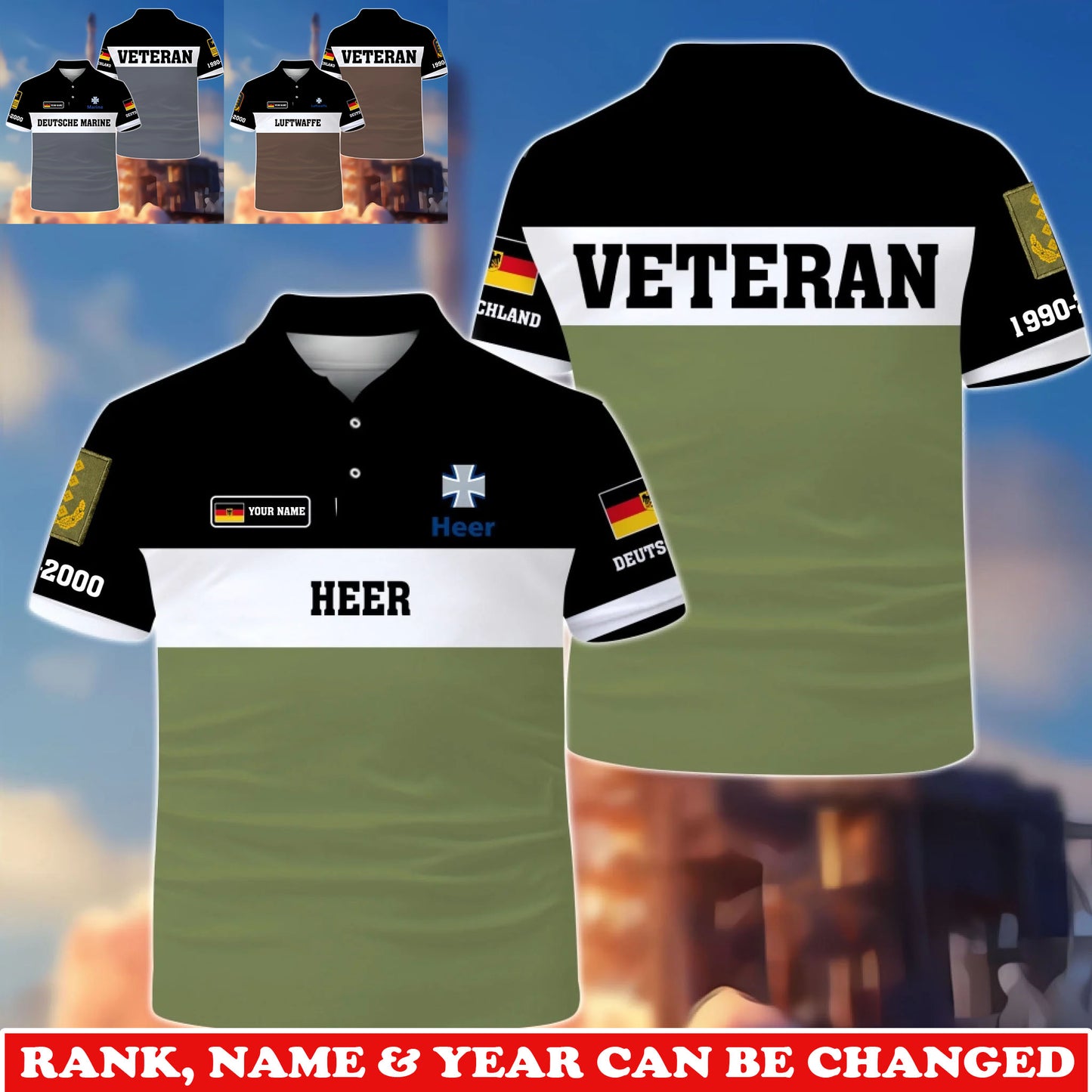 Personalized Germany Soldier/Veteran Camo with Rank, Name and Year T-Shirt All Over Printed - 1775606401