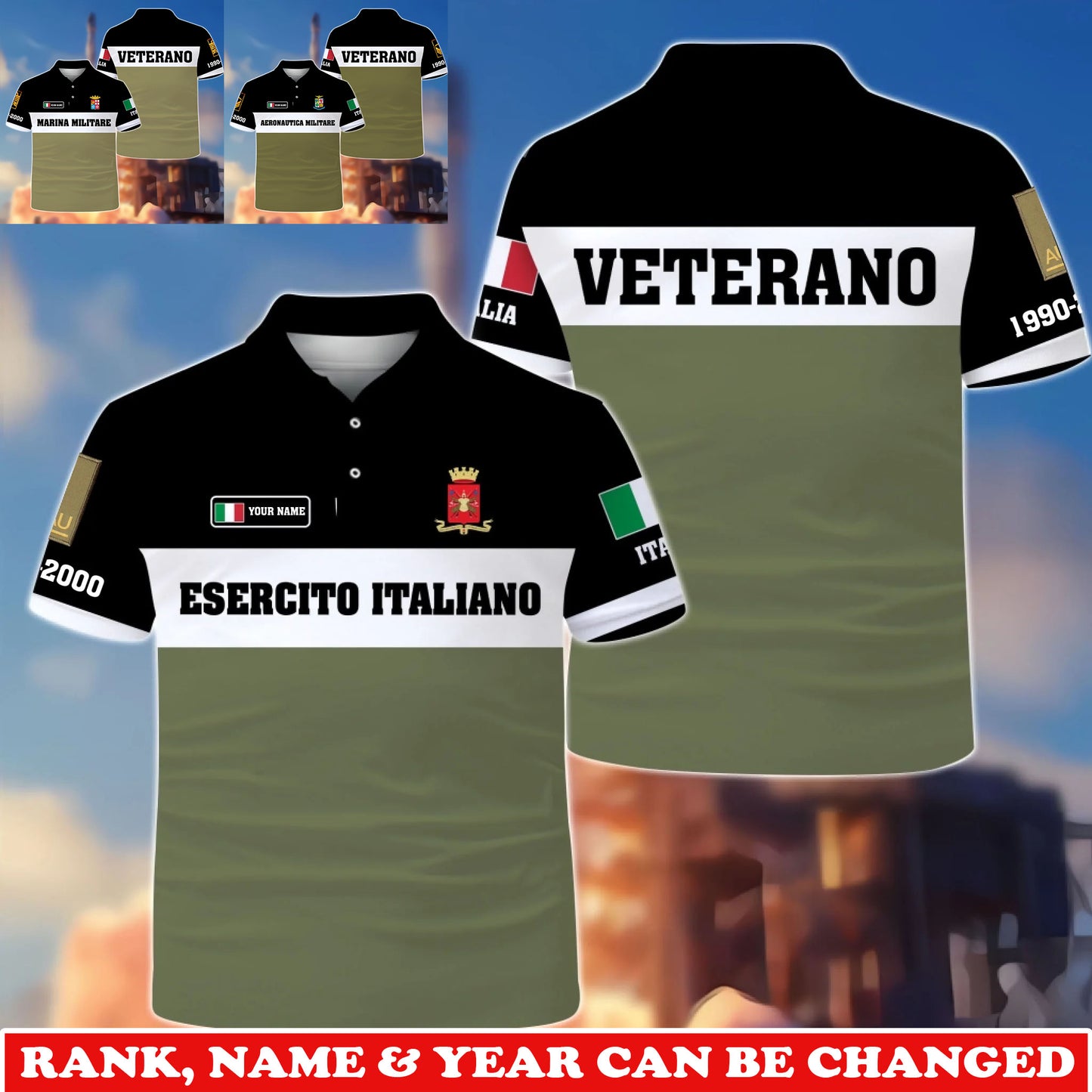 Personalized Italy Soldier/Veteran Camo with Rank, Name and Year T-Shirt All Over Printed - 1775606401
