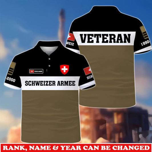 Personalized Swiss Soldier/Veteran Camo with Rank and Name T-Shirt All Over Printed - 1775606401