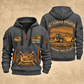627 Twin-Engine Scraper Operator quarter zip hoodie in Gray, front and back views, sample YOUR NAME and SINCE 2000 artwork