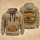 627 Twin-Engine Scraper Operator quarter zip hoodie in Khaki, front and back views, sample YOUR NAME and SINCE 2000 artwork