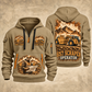 657 Twin-Engine Scraper Operator quarter zip hoodie in Khaki, front and back views, sample YOUR NAME and SINCE 2000 artwork