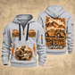 657 Twin-Engine Scraper Operator quarter zip hoodie in Light Grey, front and back views, sample YOUR NAME and SINCE 2000 artwork