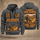 623 Elevating Scraper Operator quarter zip hoodie in Gray, front and back views, sample YOUR NAME and SINCE 2000 artwork