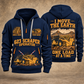 623 Elevating Scraper Operator quarter zip hoodie in Navy, front and back views, sample YOUR NAME and SINCE 2000 artwork