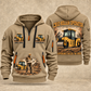 CB10 Tandem Roller Operator quarter zip hoodie in Khaki, front and back views, sample YOUR NAME and SINCE 2000 artwork
