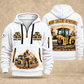 CB10 Tandem Roller Operator quarter zip hoodie in White, front and back views, sample YOUR NAME and SINCE 2000 artwork