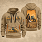 CS12 Soil Compactor Operator quarter zip hoodie in Khaki, front and back views, sample YOUR NAME and SINCE 2000 artwork