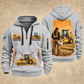 CS12 Soil Compactor Operator quarter zip hoodie in Light Grey, front and back views, sample YOUR NAME and SINCE 2000 artwork