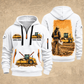 CS12 Soil Compactor Operator quarter zip hoodie in White, front and back views, sample YOUR NAME and SINCE 2000 artwork