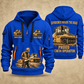 CW34 Pneumatic Roller Operator quarter zip hoodie in Blue, front and back views, sample YOUR NAME and SINCE 2000 artwork
