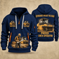 CW34 Pneumatic Roller Operator quarter zip hoodie in Navy, front and back views, sample YOUR NAME and SINCE 2000 artwork