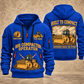 816 Landfill Compactor Operator quarter zip hoodie in Blue, front and back views, sample YOUR NAME and SINCE 2000 artwork