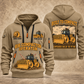 816 Landfill Compactor Operator quarter zip hoodie in Khaki, front and back views, sample YOUR NAME and SINCE 2000 artwork